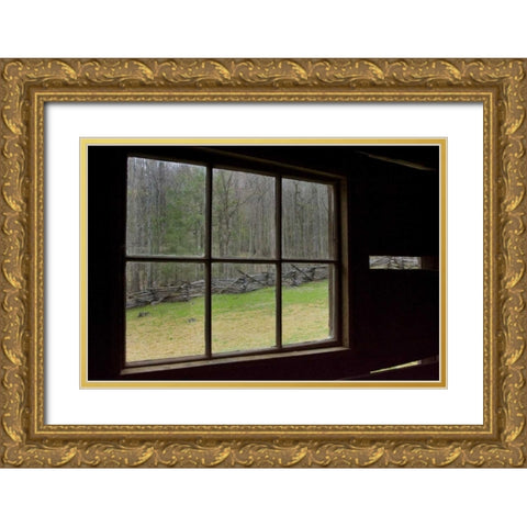TN, Great Smoky Mts Jim Bales abandoned cabin Gold Ornate Wood Framed Art Print with Double Matting by Kaveney, Wendy