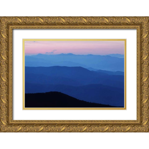 TN, Great Smoky Mts, Blue Mountain landscape Gold Ornate Wood Framed Art Print with Double Matting by Flaherty, Dennis