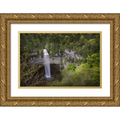 TN, Fall Creek Falls, a double waterfall Gold Ornate Wood Framed Art Print with Double Matting by Grall, Don