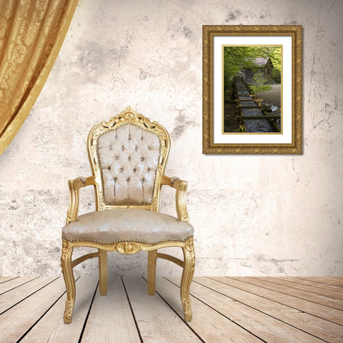 TN, Great Smoky Mts Wooden flume directs water Gold Ornate Wood Framed Art Print with Double Matting by Grall, Don