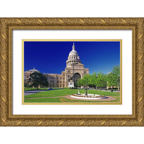 Texas, Austin View of the state capital building Gold Ornate Wood Framed Art Print with Double Matting by Flaherty, Dennis