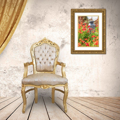 Castroville-Texas-USA-Old milk jug in poppies in the Texas Hill Country Gold Ornate Wood Framed Art Print with Double Matting by Wilson, Emily M.