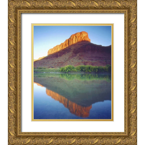 UT, Sunlight on a mesa with the Colorado River Gold Ornate Wood Framed Art Print with Double Matting by Talbot Frank, Christopher