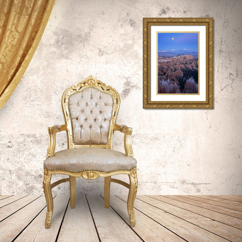 Utah, Bryce Canyon NP Moonrise over Sunset Point Gold Ornate Wood Framed Art Print with Double Matting by Kaveney, Wendy