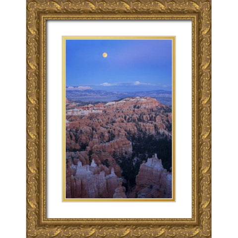 Utah, Bryce Canyon NP Moonrise over Sunset Point Gold Ornate Wood Framed Art Print with Double Matting by Kaveney, Wendy