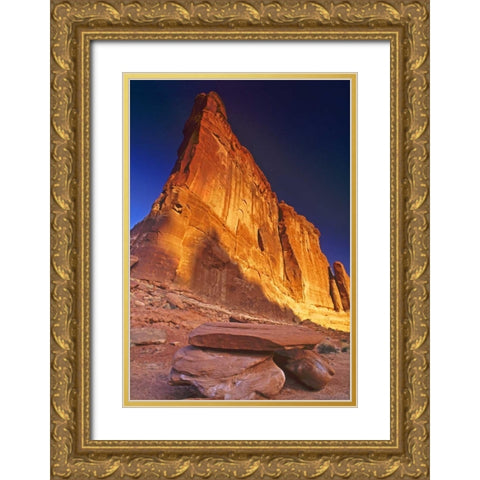 UT, Arches NP Tower of Babel rock formation Gold Ornate Wood Framed Art Print with Double Matting by Welling, Dave