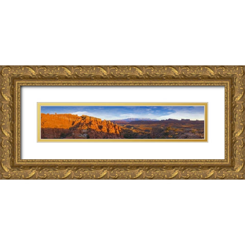 UT, Arches NP Sunset at Fiery Furnace Overlook Gold Ornate Wood Framed Art Print with Double Matting by Lord, Fred