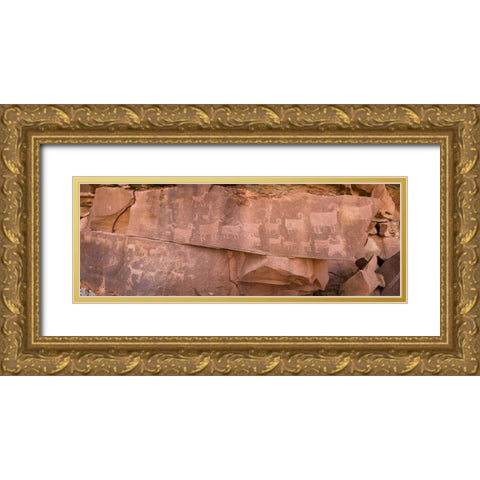 UT, Canyonlands NP Petroglyphs on rocks Gold Ornate Wood Framed Art Print with Double Matting by Paulson, Don