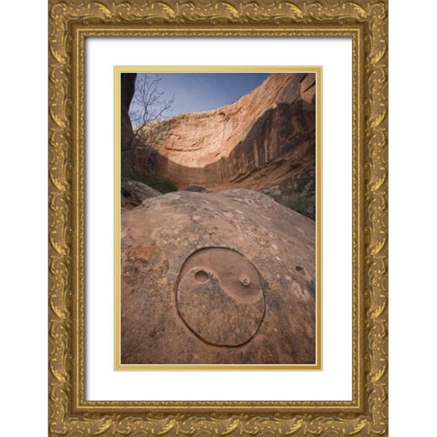 UT, Horseshoe Canyon The Chinese Yin-Yang symbol Gold Ornate Wood Framed Art Print with Double Matting by Paulson, Don