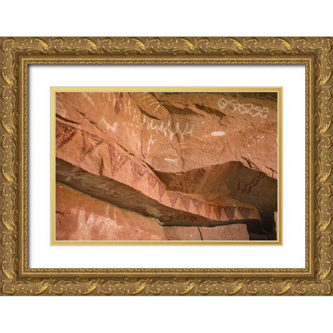 UT, Canyonlands NP Ancient pictographs Gold Ornate Wood Framed Art Print with Double Matting by Paulson, Don