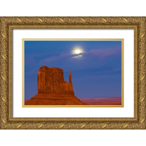 UT, Monument Valley Mittens formation at sunset Gold Ornate Wood Framed Art Print with Double Matting by Rotenberg, Nancy