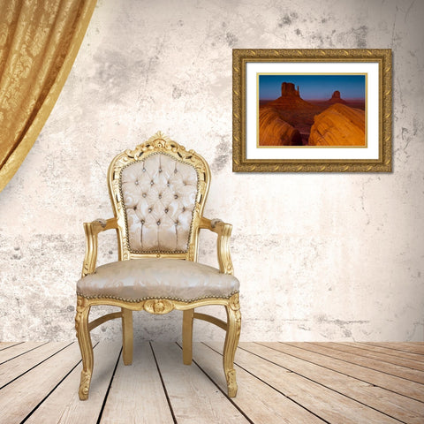 UT, Sunset on Mitten Buttes at Monument Valley Gold Ornate Wood Framed Art Print with Double Matting by Rotenberg, Nancy
