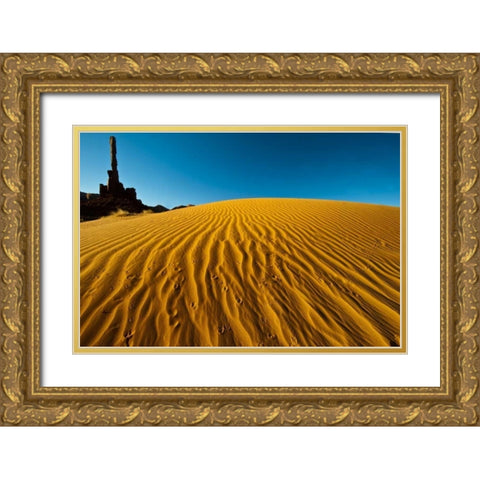 Utah, Monument Valley Totem Pole formations Gold Ornate Wood Framed Art Print with Double Matting by Rotenberg, Nancy