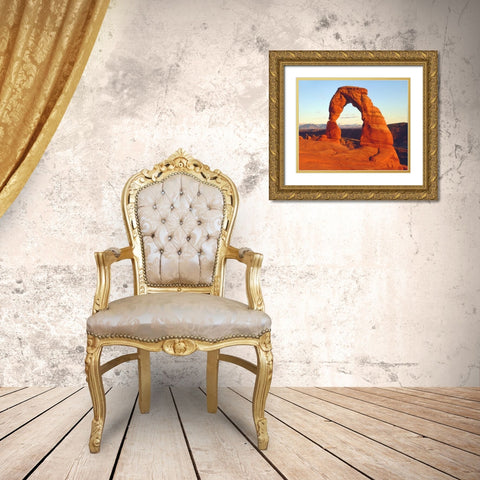 USA, Utah, Arches NP Delicate Arch at sunset Gold Ornate Wood Framed Art Print with Double Matting by Talbot Frank, Christopher