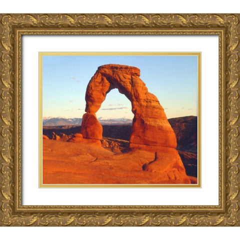 USA, Utah, Arches NP Delicate Arch at sunset Gold Ornate Wood Framed Art Print with Double Matting by Talbot Frank, Christopher