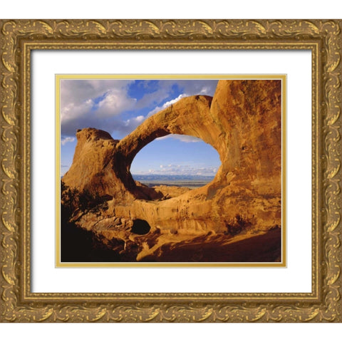 Utah, Arches NP Double O Arch Gold Ornate Wood Framed Art Print with Double Matting by Talbot Frank, Christopher