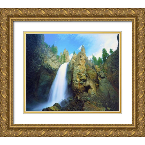 UT, Bryce Canyon Waterfall carving the sandstone Gold Ornate Wood Framed Art Print with Double Matting by Talbot Frank, Christopher