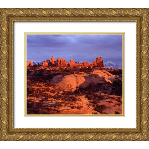 USA, Utah Arches NP Arches at sunset Gold Ornate Wood Framed Art Print with Double Matting by Talbot Frank, Christopher