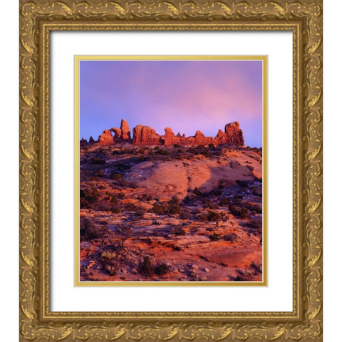 USA, Utah Arches NP Arches at sunset Gold Ornate Wood Framed Art Print with Double Matting by Talbot Frank, Christopher