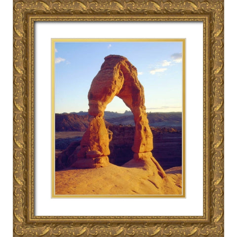 USA, Utah Arches NP Delicate Arch at sunset Gold Ornate Wood Framed Art Print with Double Matting by Talbot Frank, Christopher