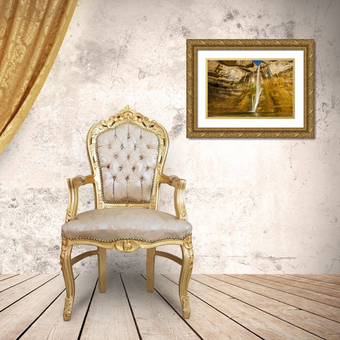 UT, Grand Staircase Escalante, Calf Creek Falls Gold Ornate Wood Framed Art Print with Double Matting by Illg, Cathy and Gordon