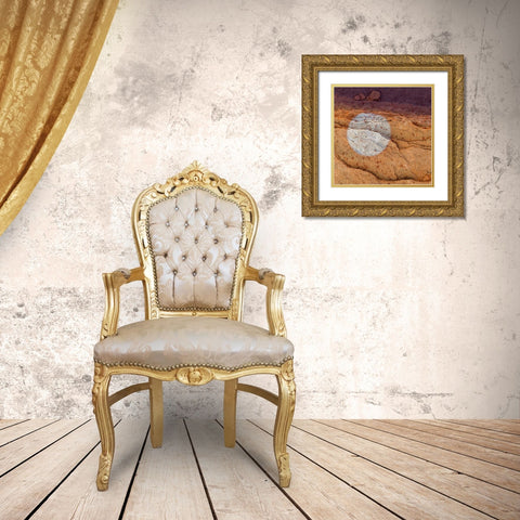 Utah Circular bleaching pattern in sandstone Gold Ornate Wood Framed Art Print with Double Matting by Paulson, Don