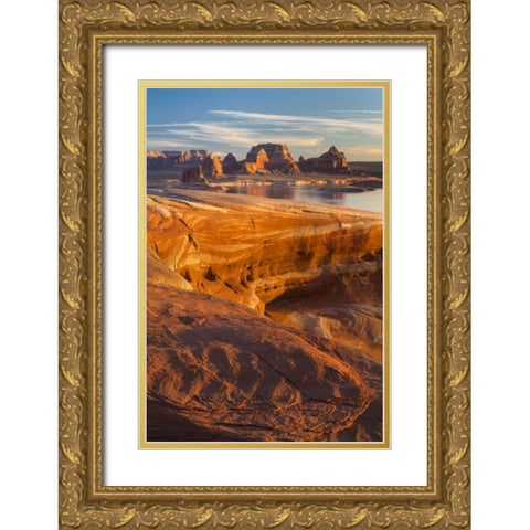 USA, Utah Weathering Pit Ridge at Lake Powell Gold Ornate Wood Framed Art Print with Double Matting by Paulson, Don