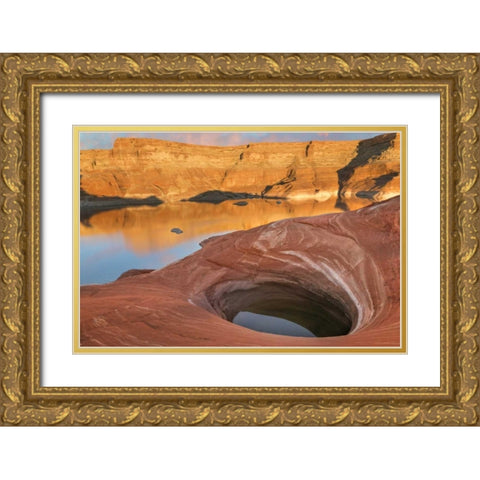 USA, Utah A weathering pit at Lake Powell Gold Ornate Wood Framed Art Print with Double Matting by Paulson, Don