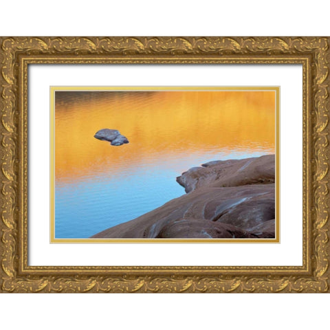 USA, Utah Reflection in Lake Powell Gold Ornate Wood Framed Art Print with Double Matting by Paulson, Don