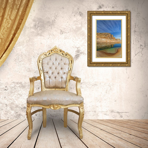 Utah, Glen Canyon Reflections in pool of water Gold Ornate Wood Framed Art Print with Double Matting by Paulson, Don