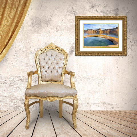 Utah, Glen Canyon NRA Houseboat on Lake Powell Gold Ornate Wood Framed Art Print with Double Matting by Paulson, Don