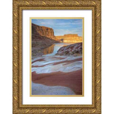 Utah, Glen Canyon Bleached patterns in sandstone Gold Ornate Wood Framed Art Print with Double Matting by Paulson, Don