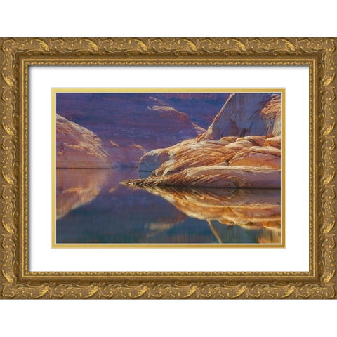 Utah, Glen Canyon Abstract reflection sandstone Gold Ornate Wood Framed Art Print with Double Matting by Paulson, Don