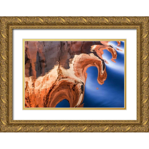 Utah, Glen Canyon Reflection in Lake Powell Gold Ornate Wood Framed Art Print with Double Matting by Paulson, Don