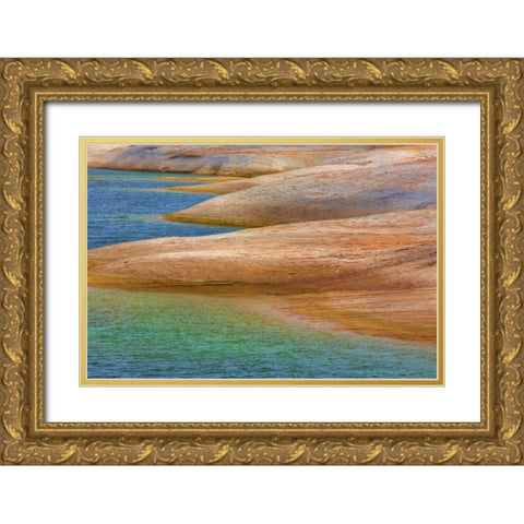 Utah, Glen Canyon Rocky shoreline of Lake Powell Gold Ornate Wood Framed Art Print with Double Matting by Paulson, Don