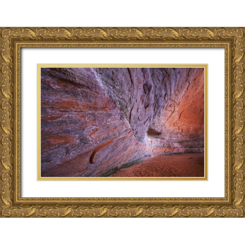 UT, Glen Canyon Sandstone of Fifty mile Canyon Gold Ornate Wood Framed Art Print with Double Matting by Paulson, Don