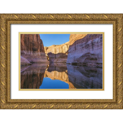 Utah, Glen Canyon Abstract reflection sandstone Gold Ornate Wood Framed Art Print with Double Matting by Paulson, Don