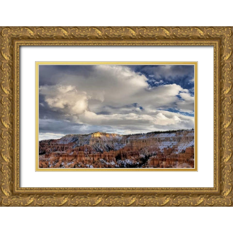 Utah, Bryce Canyon Snow on autumn landscape Gold Ornate Wood Framed Art Print with Double Matting by OBrien, Jay