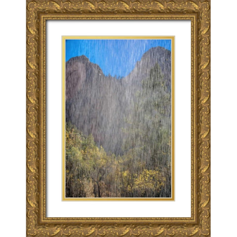 USA, Utah, Zion NP Waterfall scenic Gold Ornate Wood Framed Art Print with Double Matting by OBrien, Jay