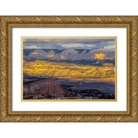 Utah, Bryce Canyon Sunrise contrasts on canyon Gold Ornate Wood Framed Art Print with Double Matting by OBrien, Jay
