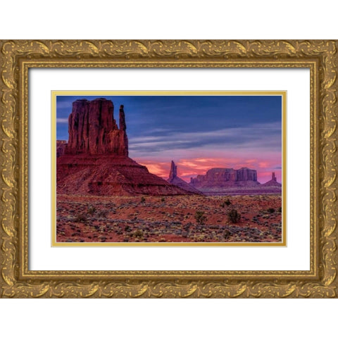 Utah, Monument Valley Eroded rock formations Gold Ornate Wood Framed Art Print with Double Matting by OBrien, Jay