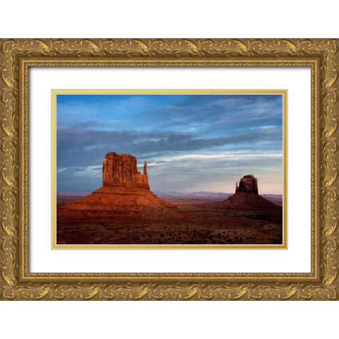 Utah, Monument Valley Eroded rock formations Gold Ornate Wood Framed Art Print with Double Matting by OBrien, Jay
