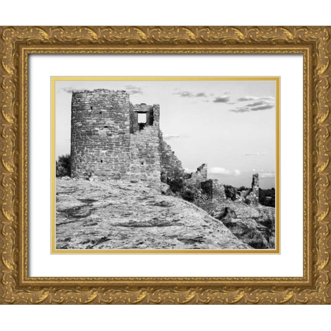 USA, Utah Ruins of Hovenweep National Monument Gold Ornate Wood Framed Art Print with Double Matting by Flaherty, Dennis