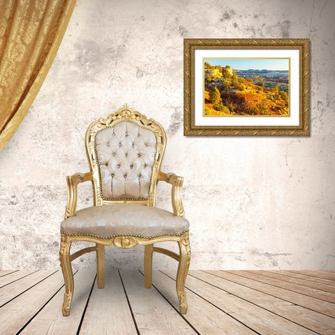 USA- Utah- Grand Staircase Escalante National Monument. Sunrise on cliff and valley. Gold Ornate Wood Framed Art Print with Double Matting by Jaynes Gallery