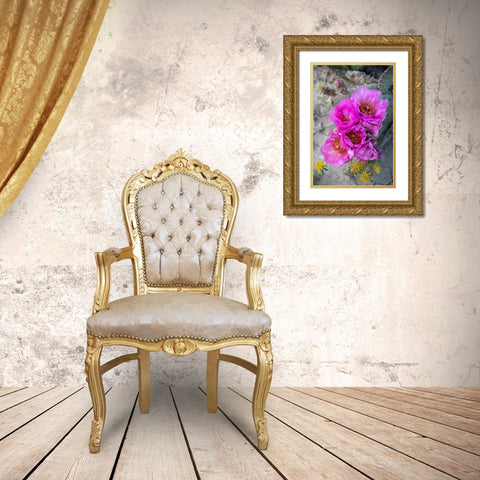 Utah Beavertail prickly pear cactus-Factory Butte-Upper Blue Hills Gold Ornate Wood Framed Art Print with Double Matting by Zimmerman, Judith