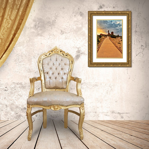 Arches National Park evening light-USA-Utah Gold Ornate Wood Framed Art Print with Double Matting by Eggers, Terry