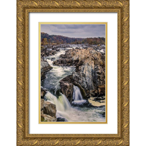 Virginia, Great Falls Rapids on Potomac River Gold Ornate Wood Framed Art Print with Double Matting by OBrien, Jay