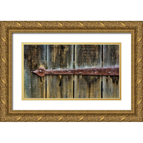 VA, Roanoke, Explore Park Rusty barn door brace Gold Ornate Wood Framed Art Print with Double Matting by Paulson, Don