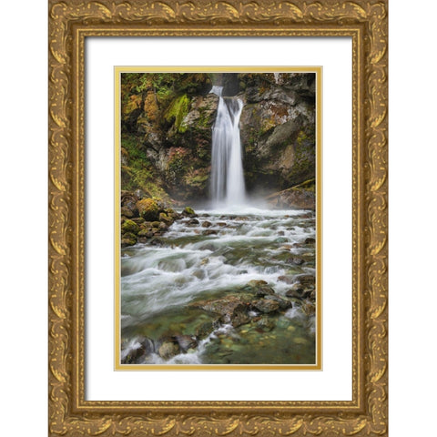 Lazy Bear Falls-Mount Baker-Snoqualmie National Forest-North Cascades-Washington State Gold Ornate Wood Framed Art Print with Double Matting by Majchrowicz, Alan