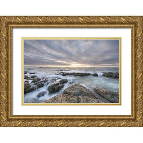 Kalaloch Beach 4 at sunset-Olympic National Park-Washington State Gold Ornate Wood Framed Art Print with Double Matting by Majchrowicz, Alan